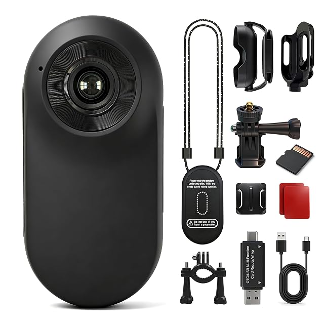 Kleine schwarze Bodycam Frelisty DM100 mit Magnetclip und 1 Zoll Bildschirm