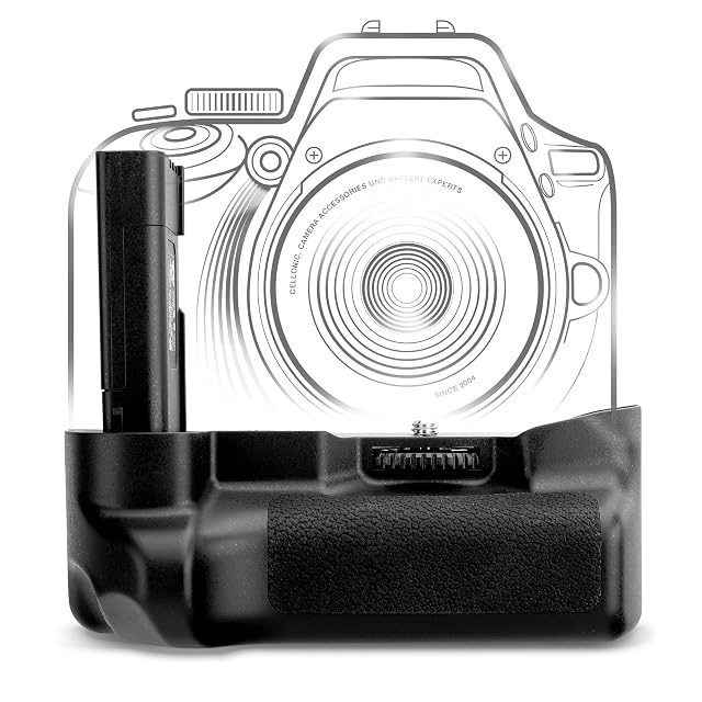 CELLONIC-Hochformat-Batteriegriff unter einem Nikon-Spiegelreflexgehäuse
