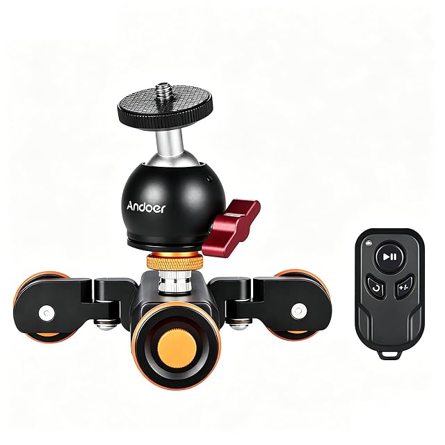 Motorisierter Dolly Andoer L4 PRO auf drei Rädern mit Funkfernbedienung und Kugelkopf