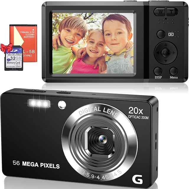 Schwarze Kompaktkamera FAYIBUY F5 XMXJ mit 2,7 Zoll Rückbildschirm und kleinem Festobjektiv