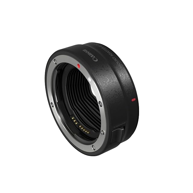 Canon-Bajonettadapter EF-EOS R zwischen einem EF-Objektiv und einem RF-Gehäuse