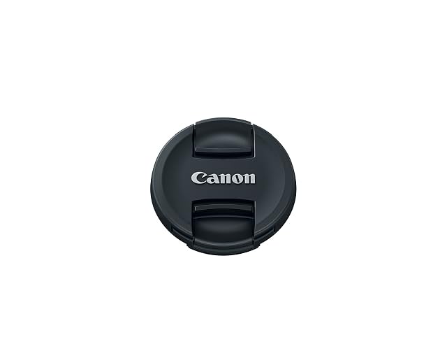 Schwarzer Canon-Objektivdeckel E-58II, mit der Vorderseite nach oben liegend