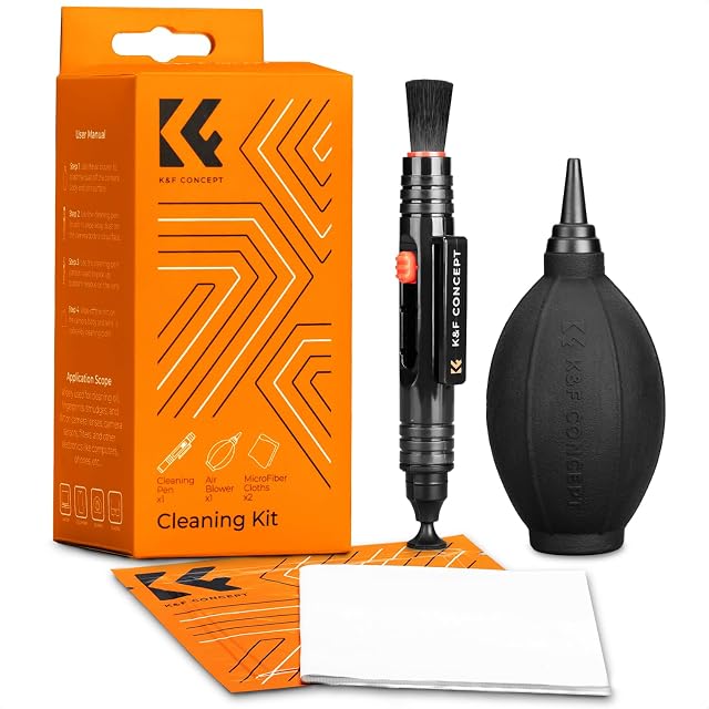 K&F-Concept-Reinigungsset mit seinem Blasebalg mit Ventil und Mikrofasertuch