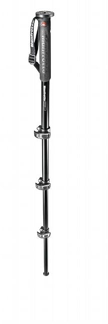 Schwarzes Einbeinstativ Manfrotto MPMXPROA4 mit seinen Rohrsegmenten im D-Profil
