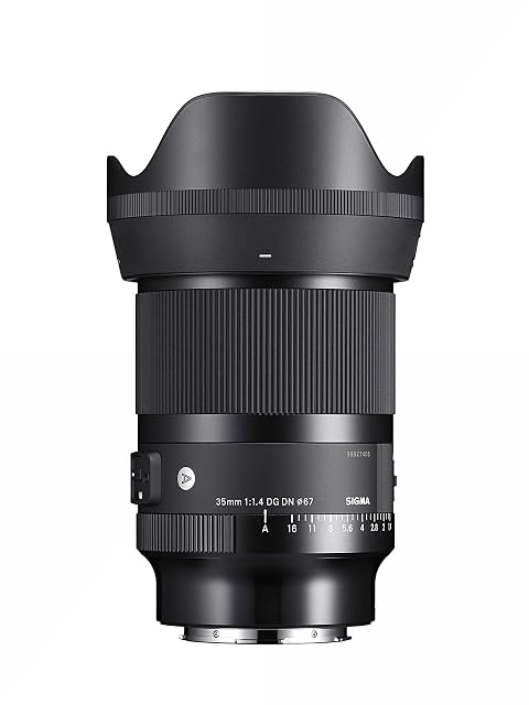 Schwarze Festbrennweite Sigma 35mm F1.4 DG DN Art, ein kräftiger Tubus mit Blendenring