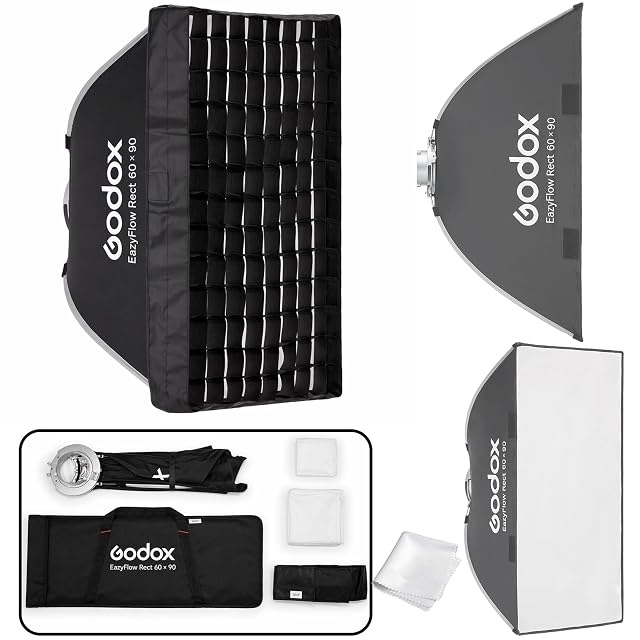 Rechteckige Softbox Godox EazyFlow mit ihrem Bowens-Speedring