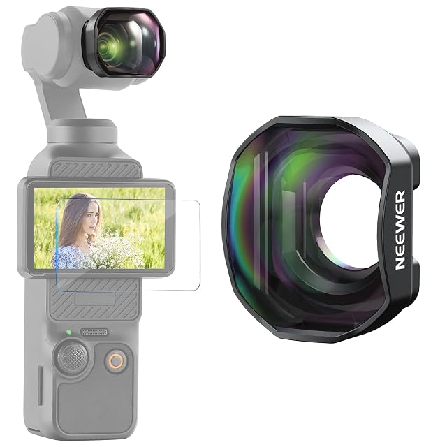 NEEWER-Telekonverter magnetisch vorn an einer DJI Osmo Pocket befestigt